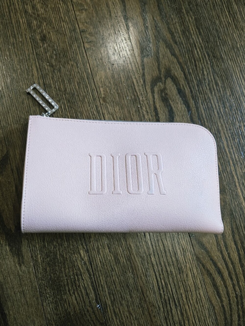Dior light Pink embossed logo Cosmetic Makeup Bag Pouch travel case